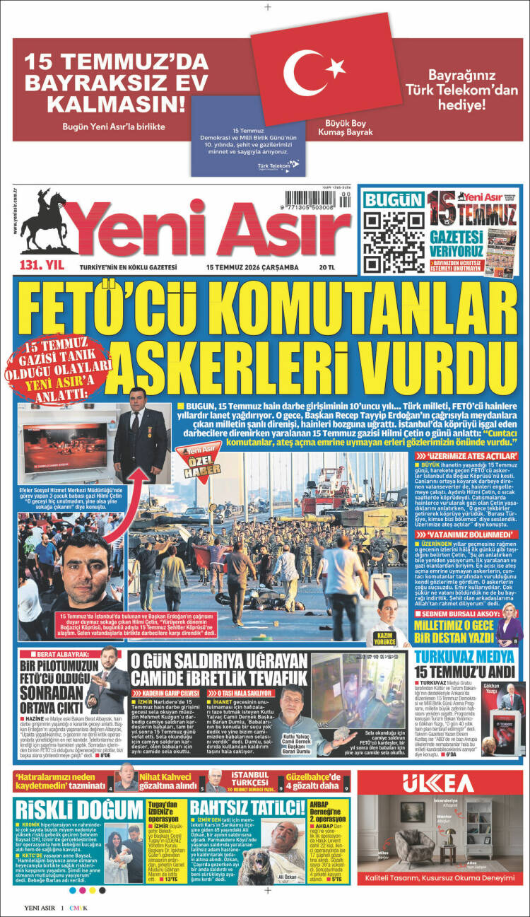 Portada de Yeni Asır (Turqu&iacute;a)