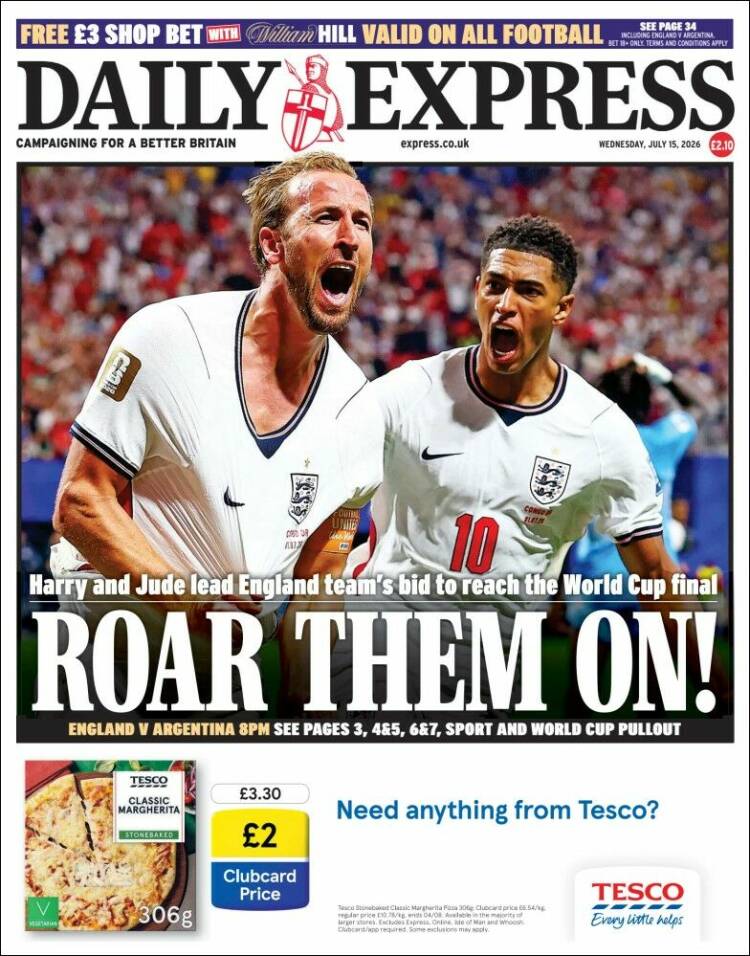 Portada de Daily Express (Reino Unido)