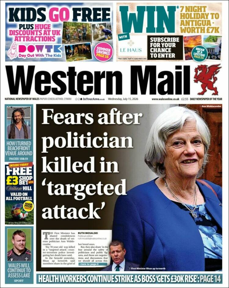 Portada de Western Mail (Reino Unido)
