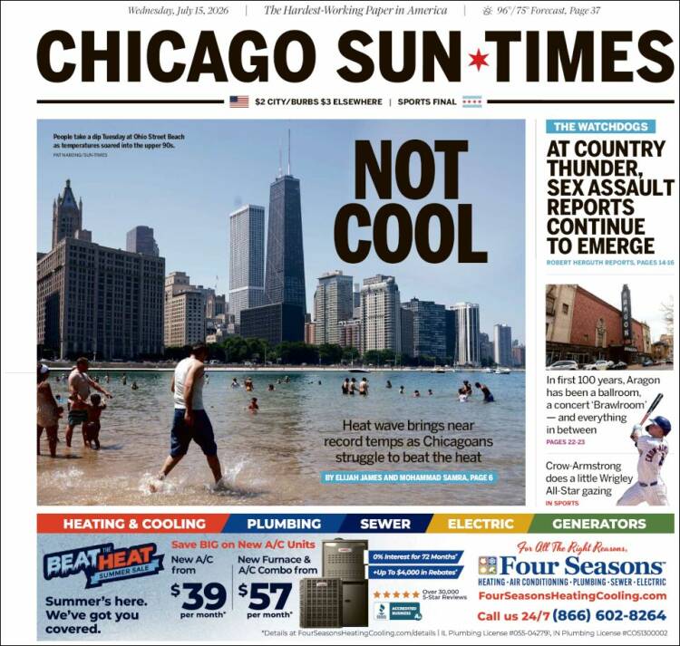 Portada de Chicago Sun-Times (USA)