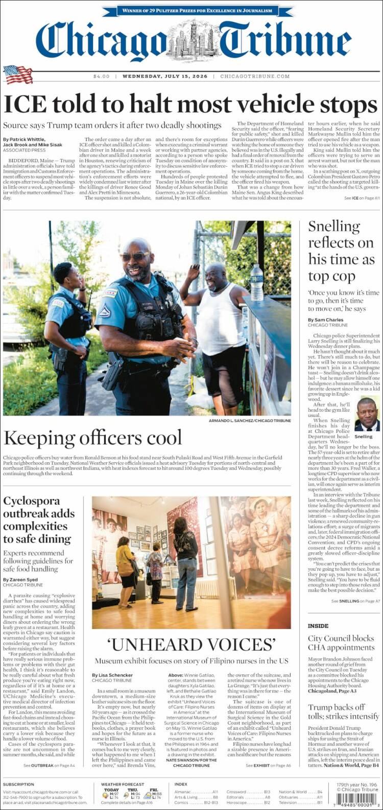 Portada de Chicago Tribune (USA)