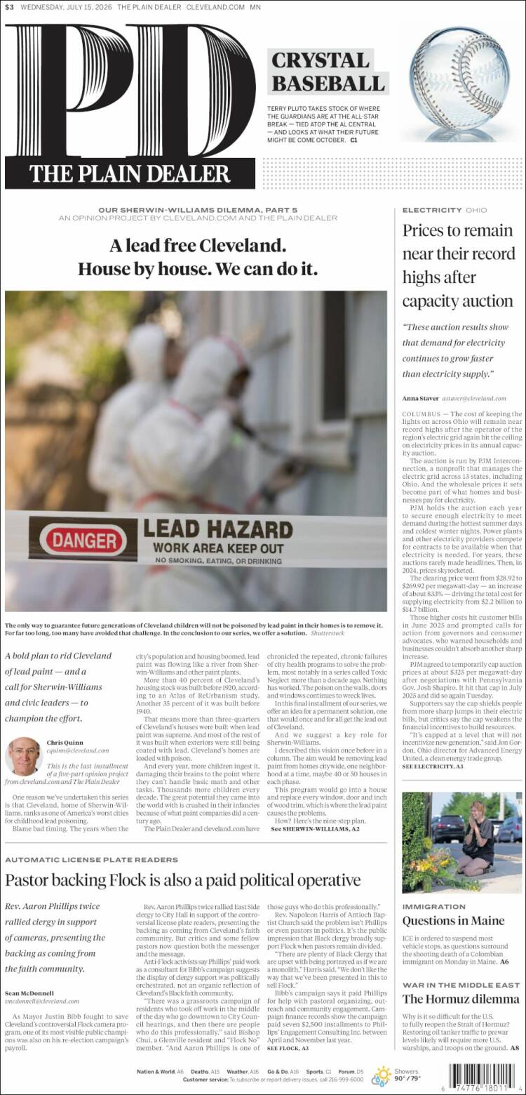 Portada de The Plain Dealer (USA)