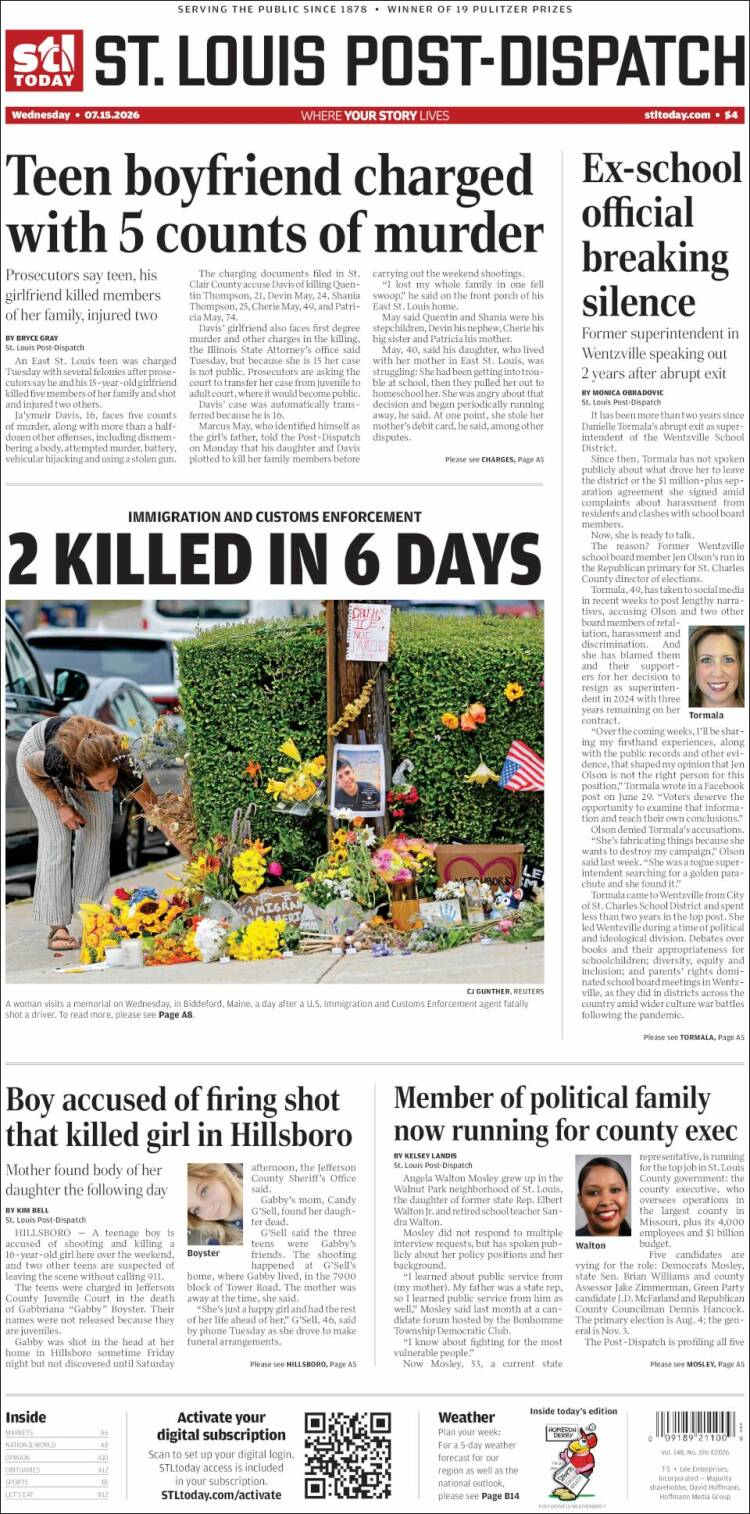 Portada de St. Louis Post-Dispatch (USA)