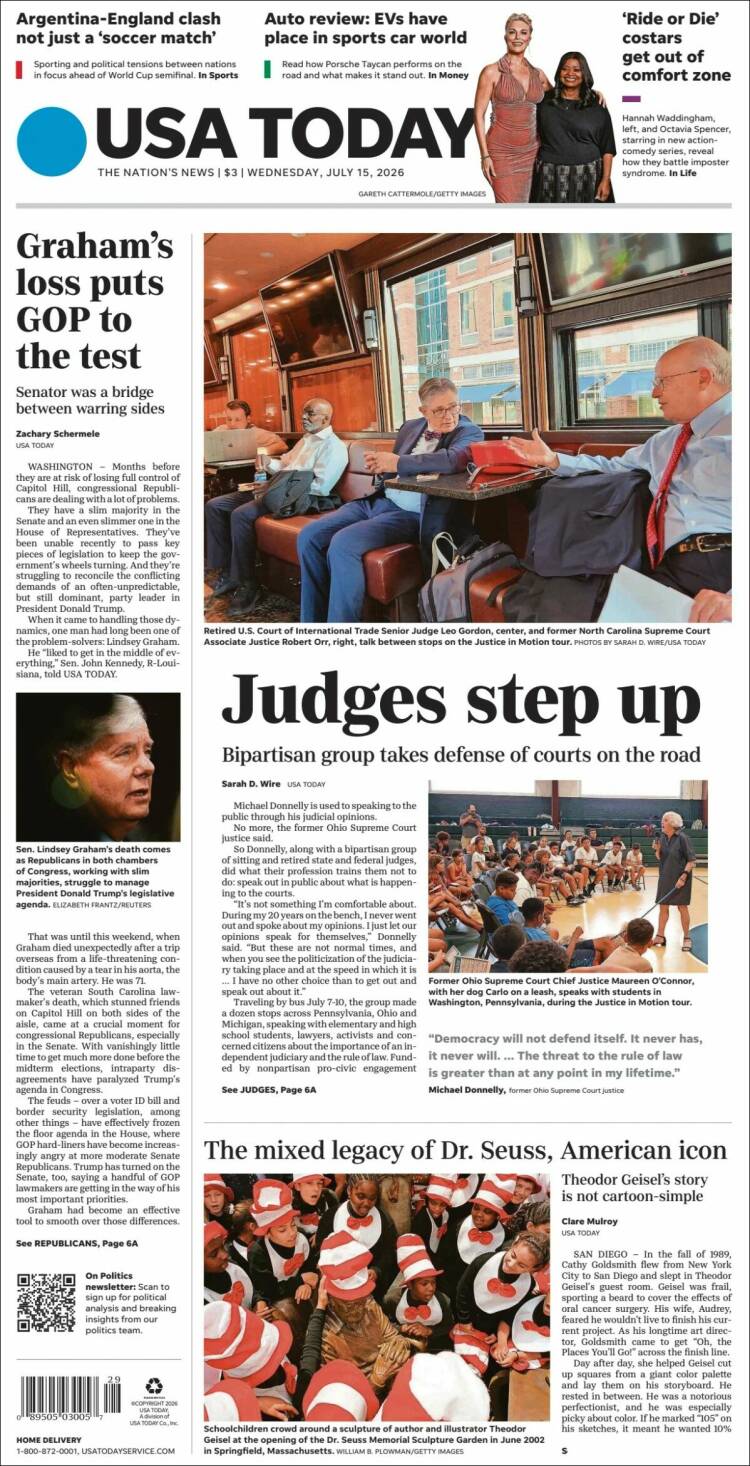 Portada de USA Today (USA)