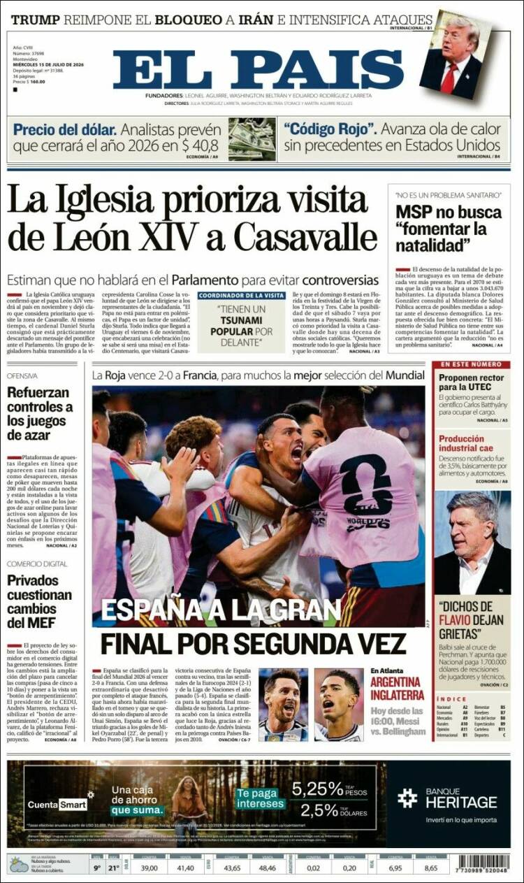Portada de El País (Uruguay)