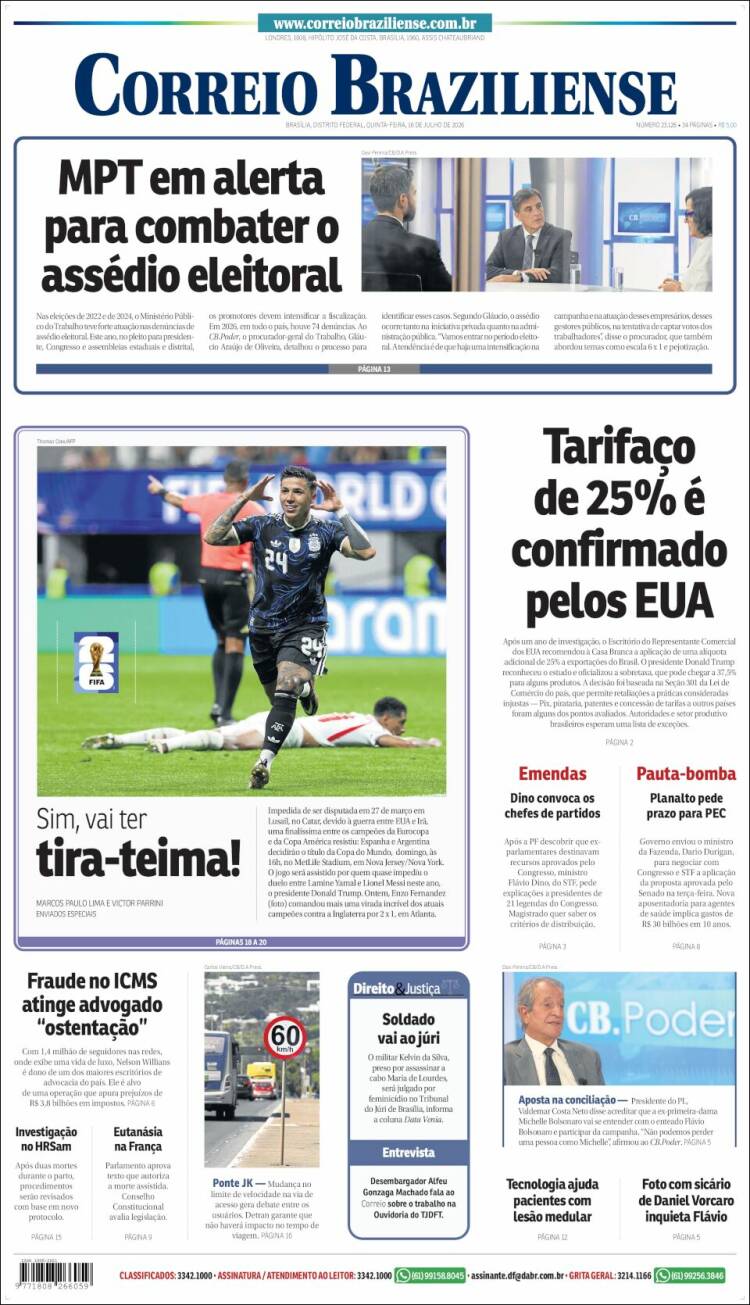 Portada de Correio Braziliense (Brasil)