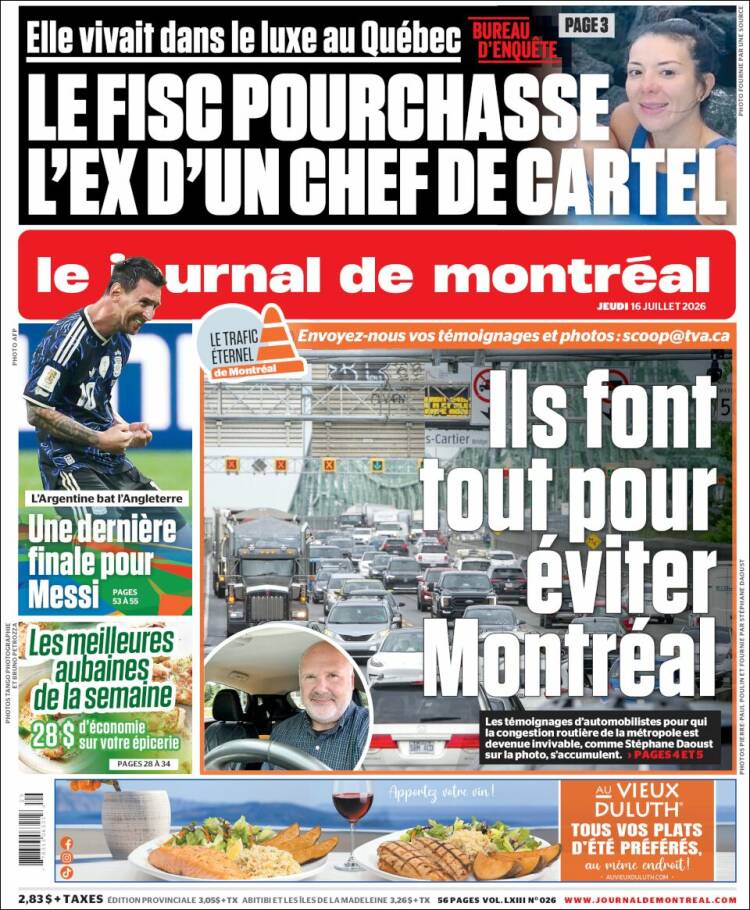 Portada de Le Journal de Montréal (Canad&aacute;)