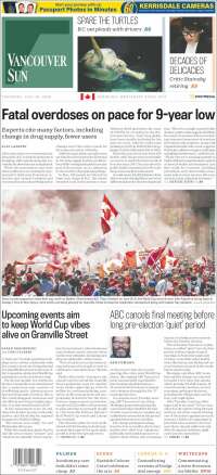 Portada de The Vancouver Sun (Canad&aacute;)