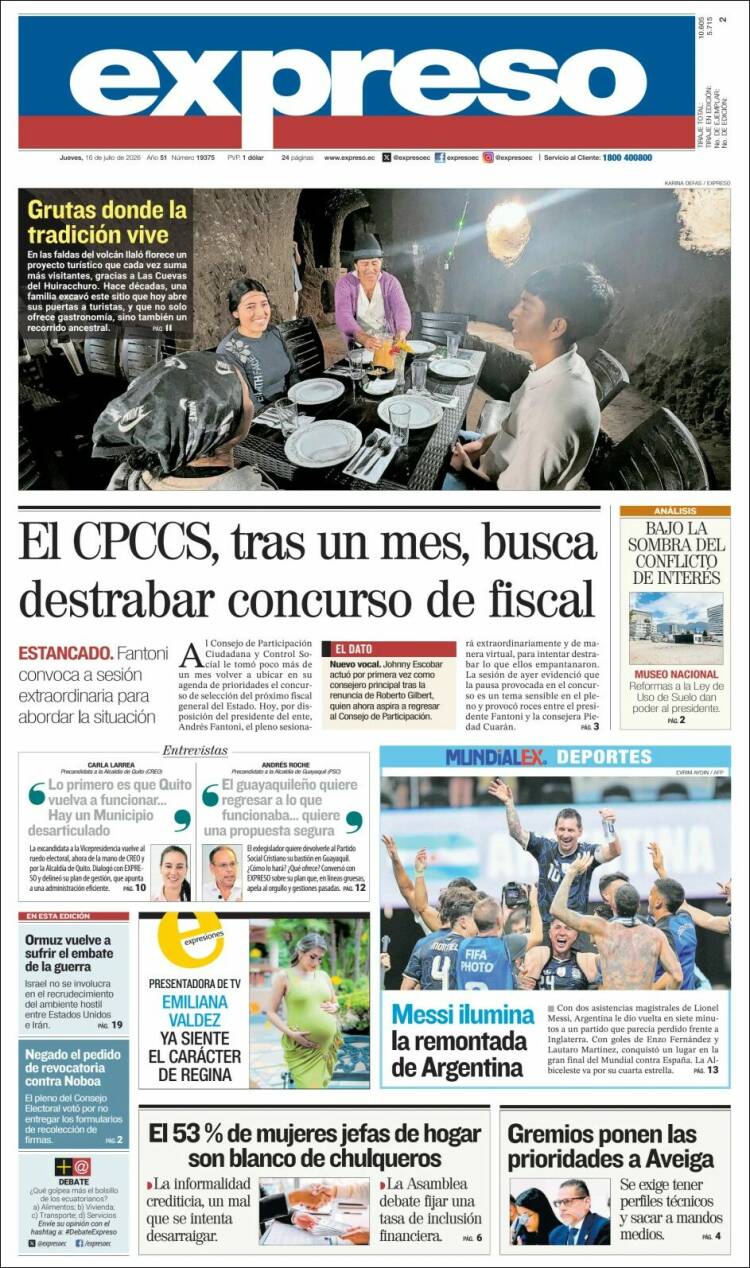 Portada de Expreso (Ecuador)