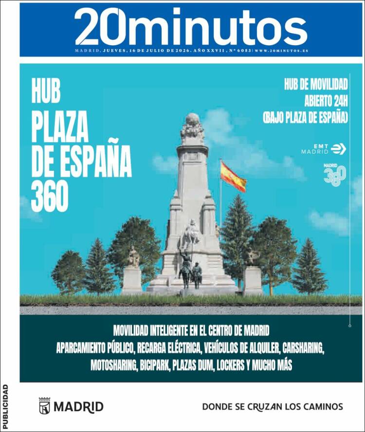 Portada de 20 Minutos - Madrid (Espa&ntilde;a)