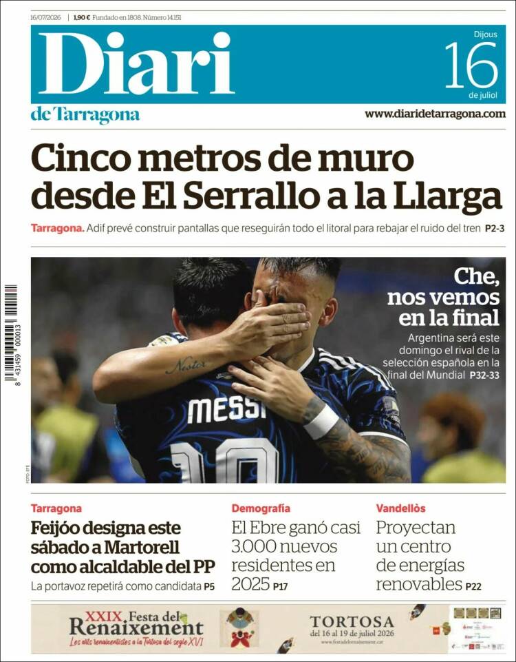 Portada de Diari de Tarragona (Espa&ntilde;a)