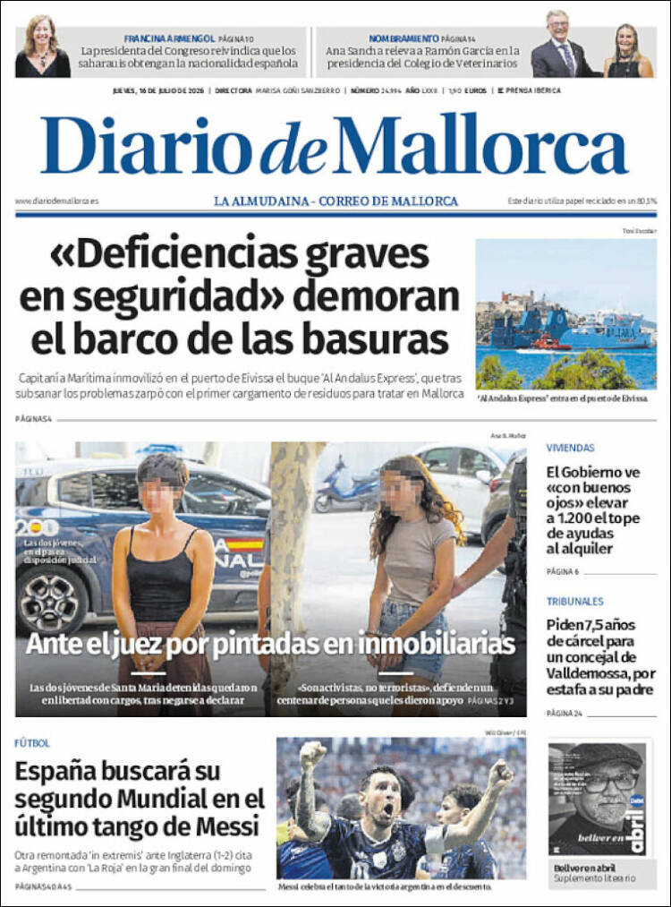 Portada de Diario de Mallorca (Espa&ntilde;a)