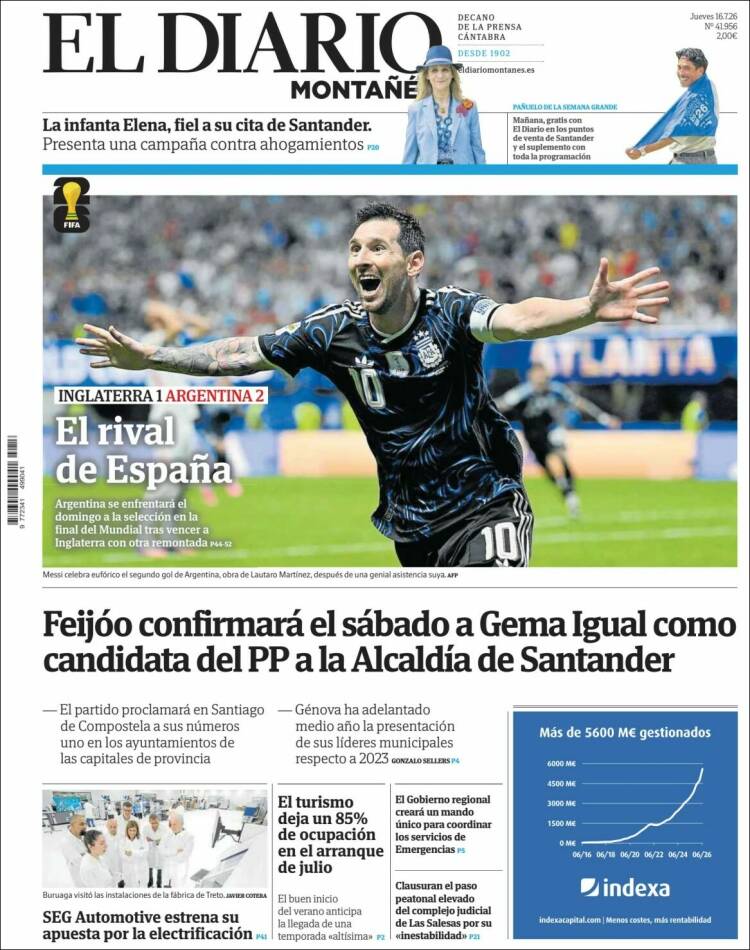 Portada de El Diario Montañés (Espa&ntilde;a)