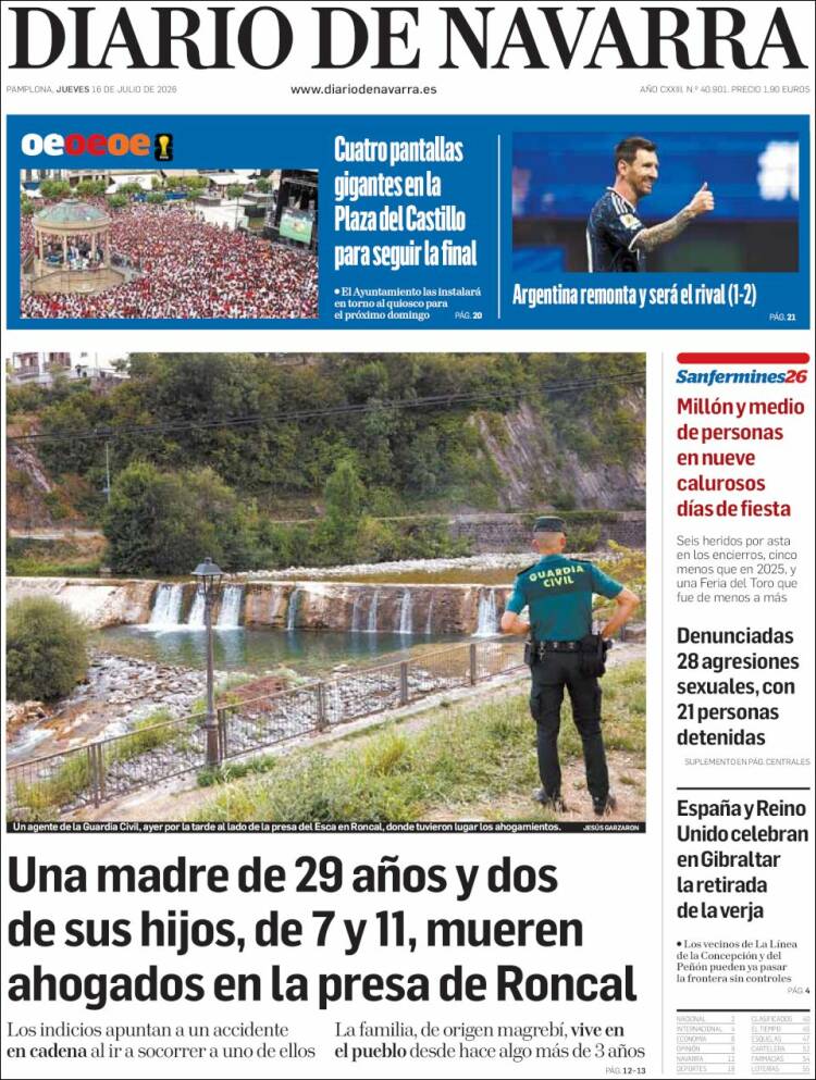 Portada de Diario de Navarra (Espa&ntilde;a)