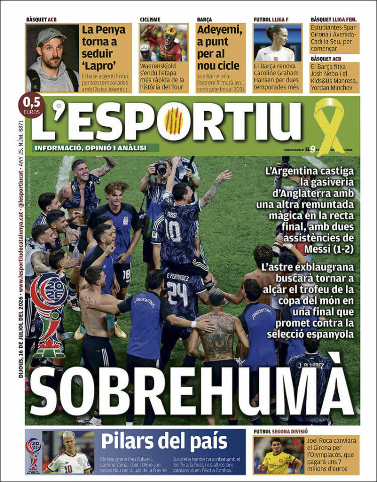 Portada de L'Esportiu (Espagne)