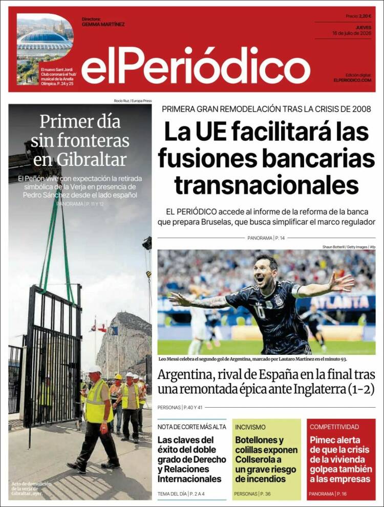 Portada de El Periódico (Espa&ntilde;a)