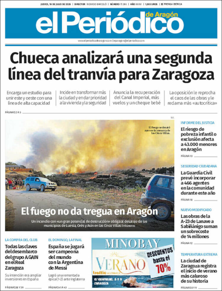 Portada de El Periódico de Aragón (Espa&ntilde;a)