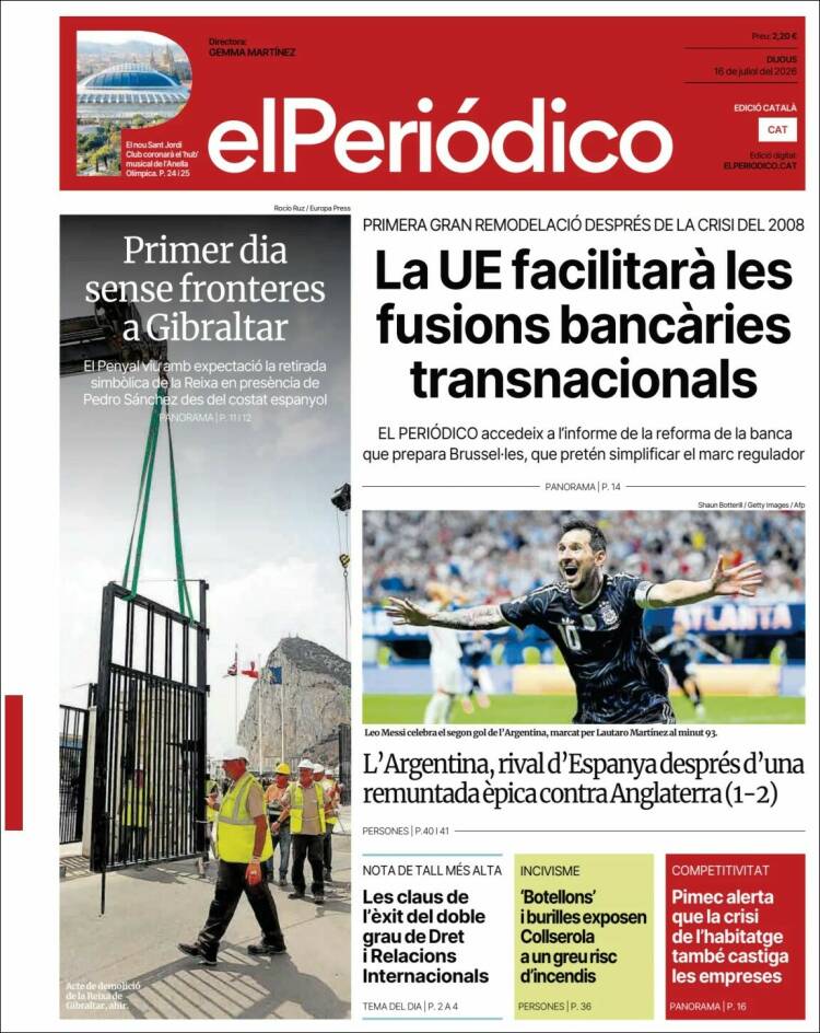 Portada de El Periódico de Catalunya (Espa&ntilde;a)