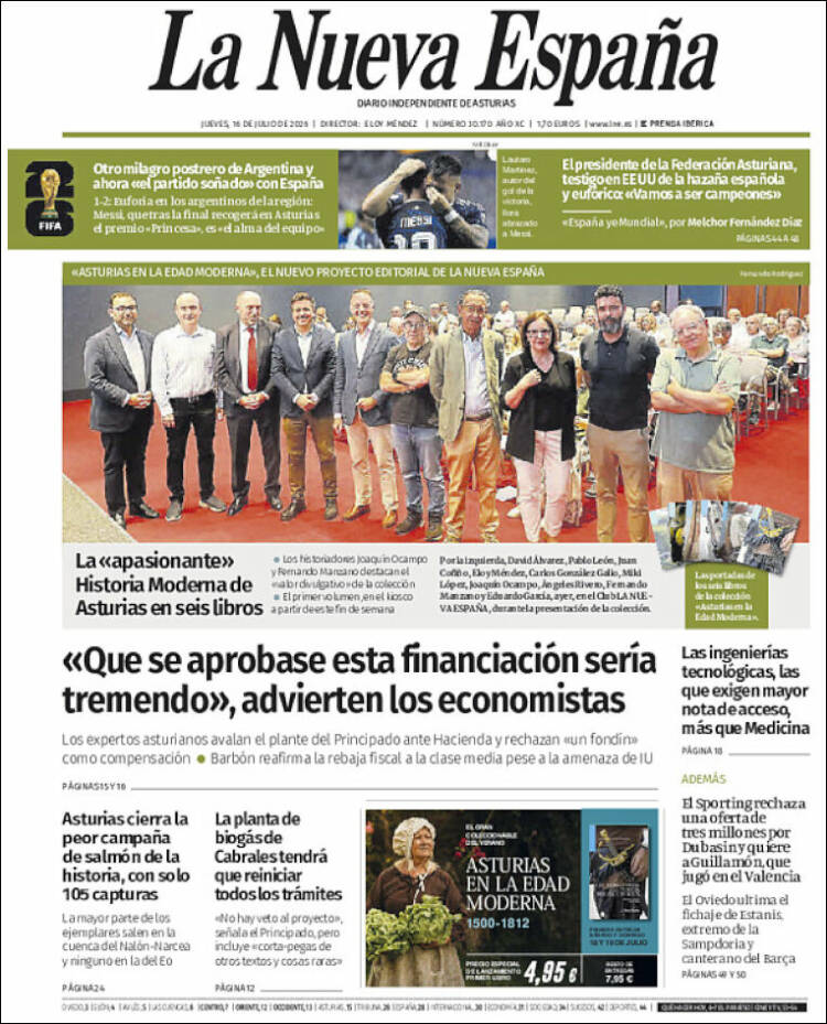 Portada de La Nueva España (Espa&ntilde;a)
