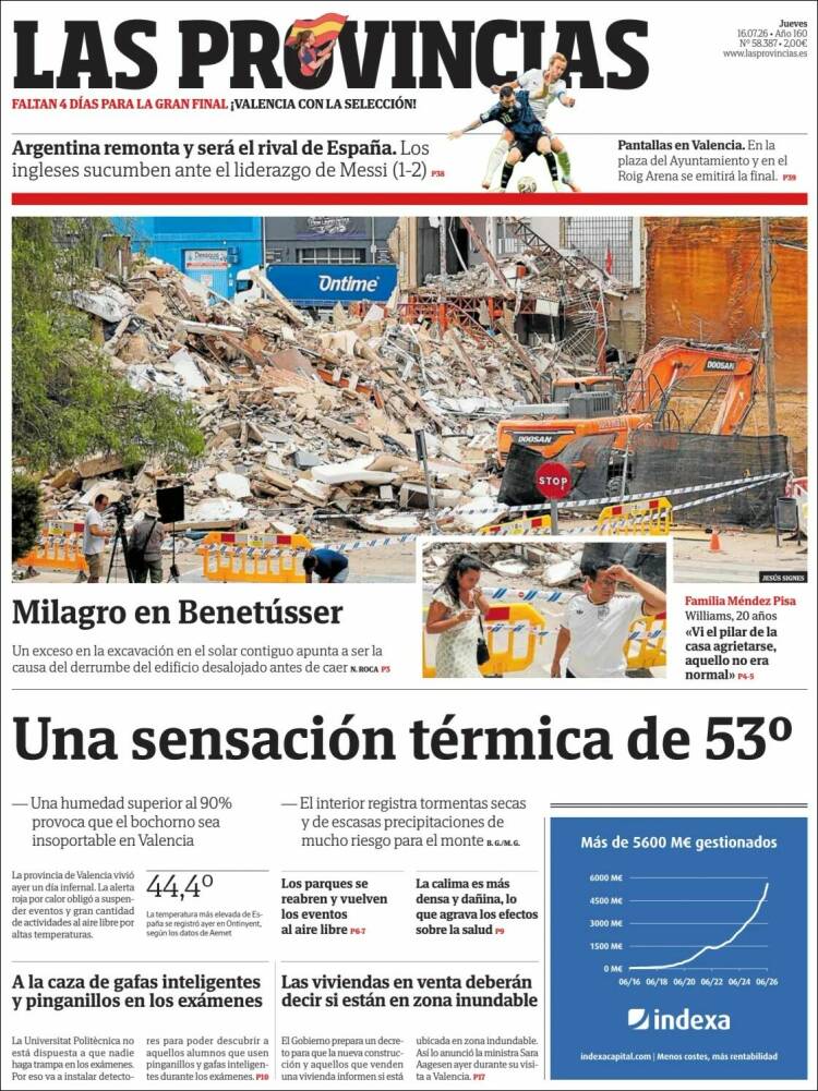 Portada de Las Provincias (Espa&ntilde;a)