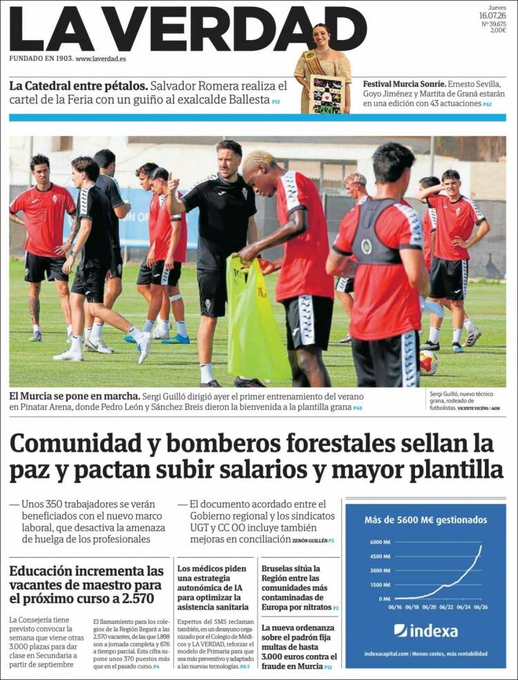 Portada de La Verdad de Murcia (Espa&ntilde;a)