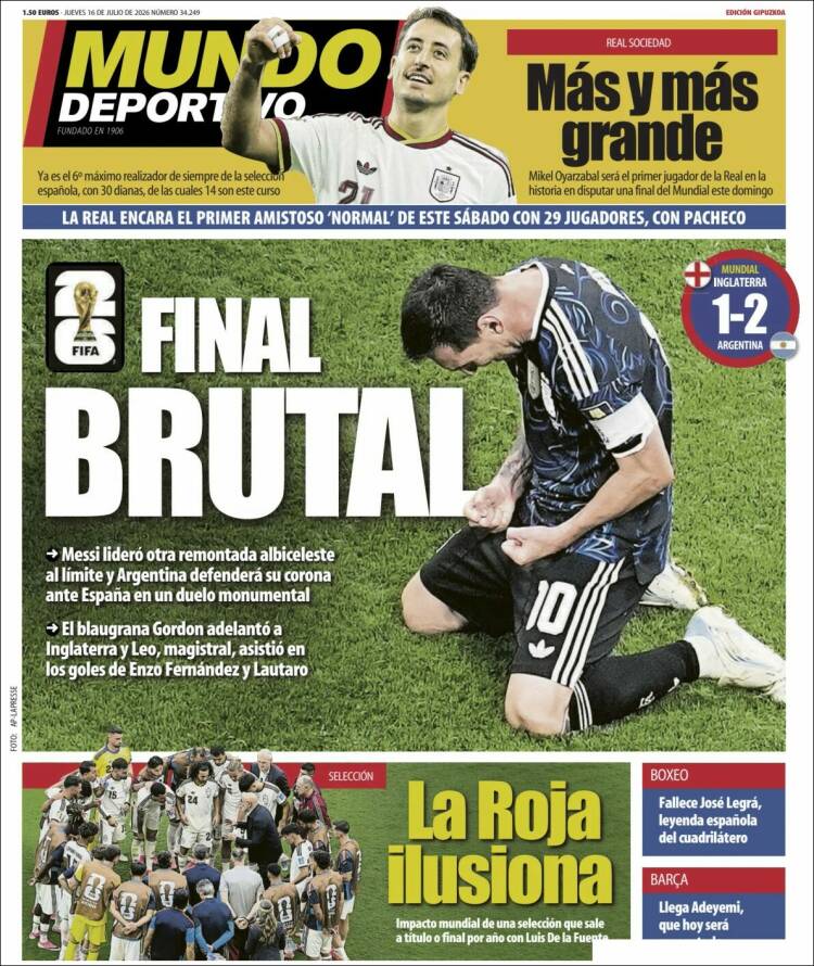 Portada de Mundo Deportivo Gipuzkoa (Espa&ntilde;a)