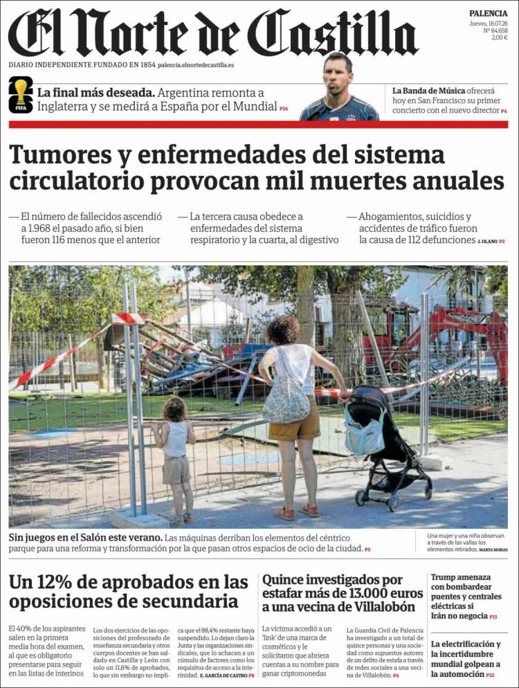 Portada de Norte de Castilla - Palencia (Espa&ntilde;a)