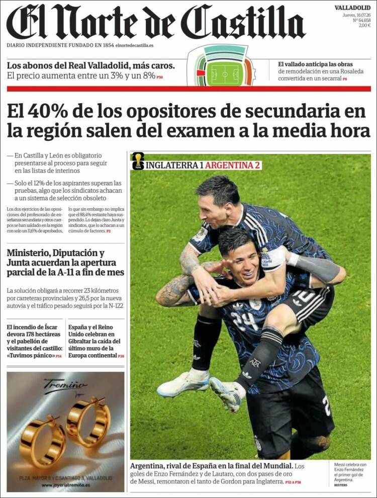 Portada de Norte de Castilla - Valladolid (Espa&ntilde;a)