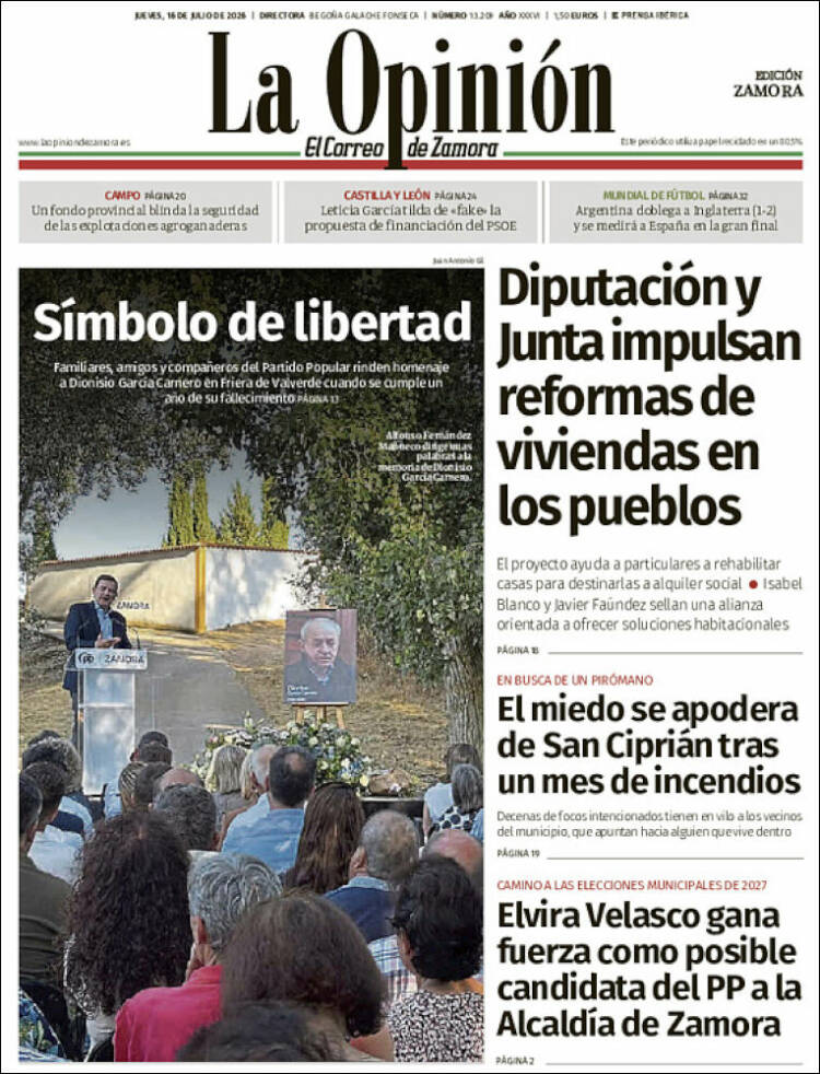 Portada de La Opinión - El Correo de Zamora (Espa&ntilde;a)