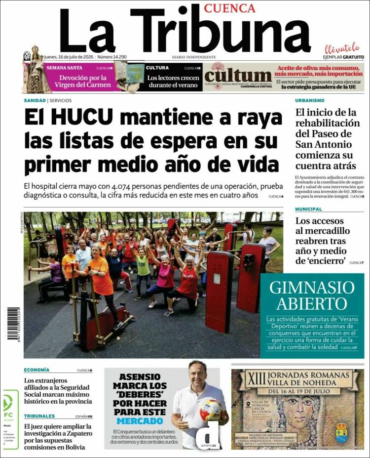 Portada de La Tribuna de Cuenca (Espa&ntilde;a)