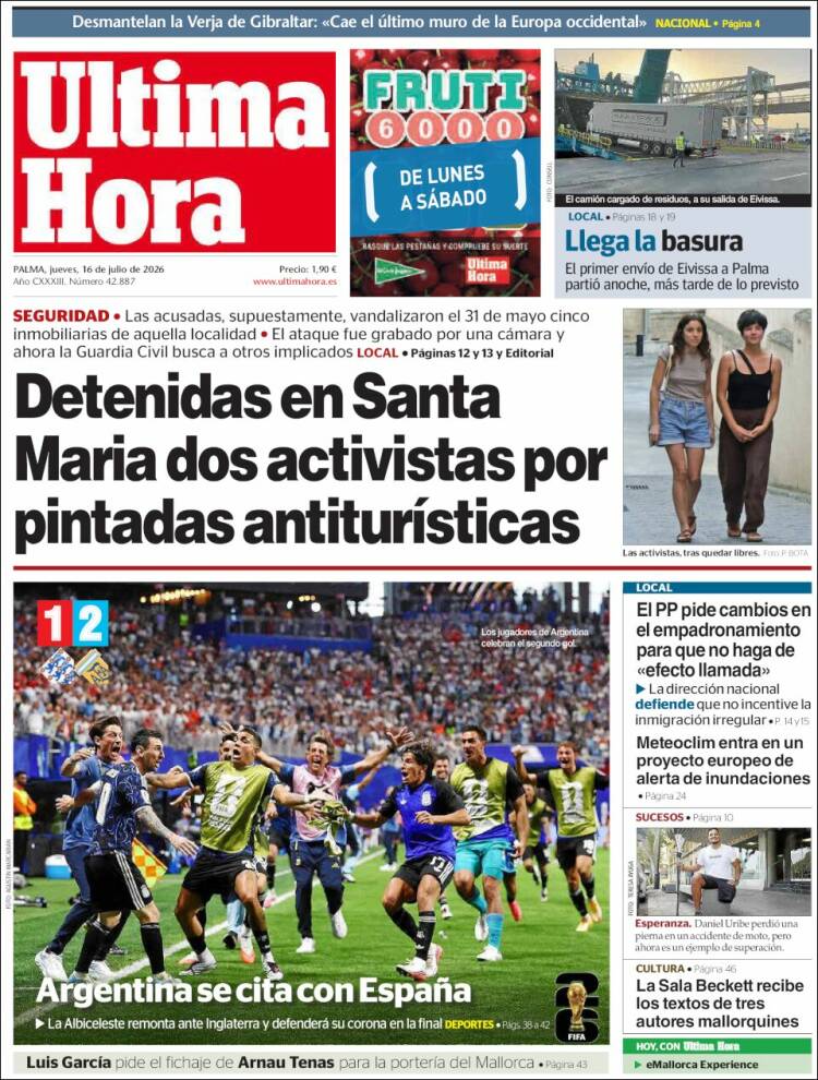 Portada de Última Hora (Espa&ntilde;a)