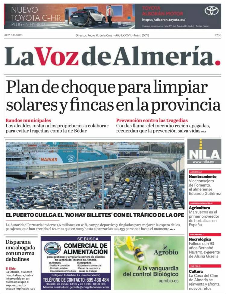 Portada de La Voz de Almería (Espa&ntilde;a)
