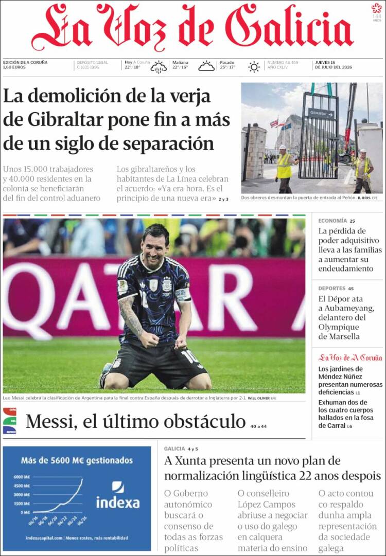 Portada de La Voz de Galicia (Espa&ntilde;a)
