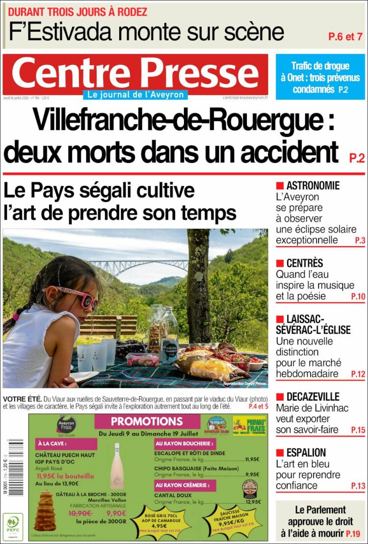 Portada de Centre Presse (Francia)