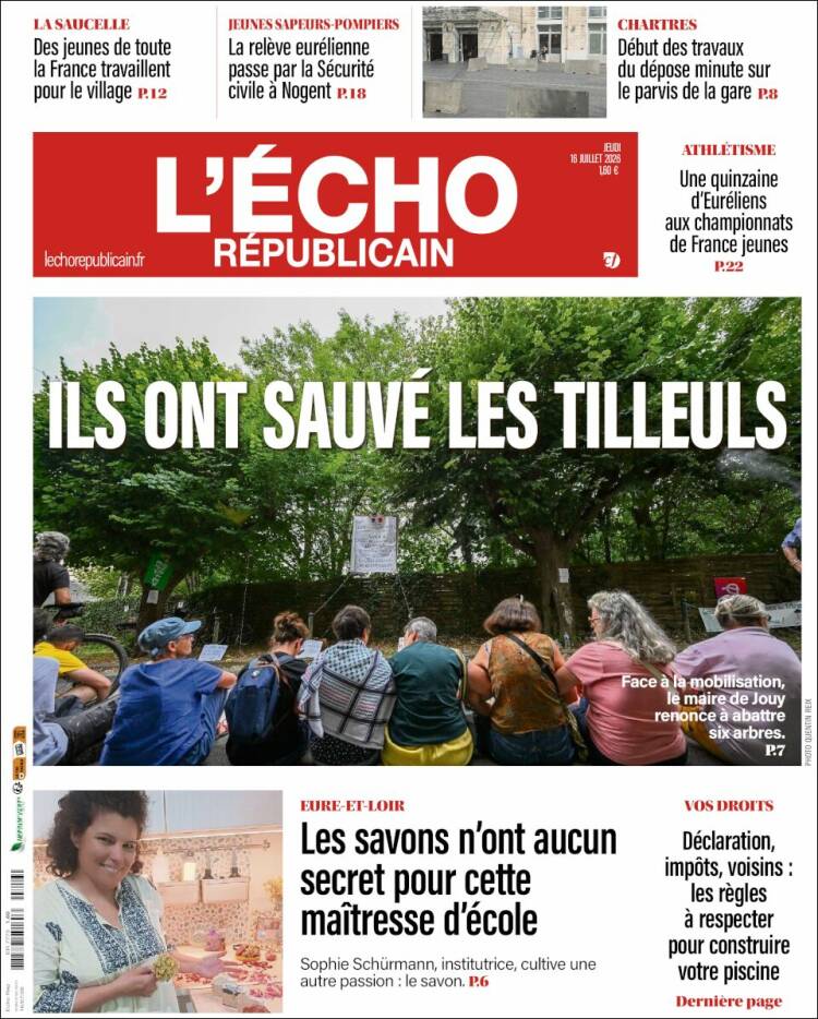 Portada de L'Echo Républicain (Francia)