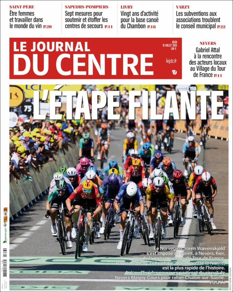 Portada de Le Journal du Centre (Francia)