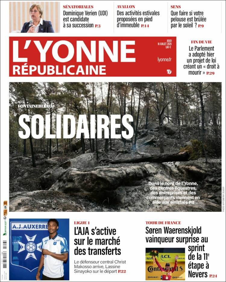 Portada de L'Yonne-Républicaine (Francia)