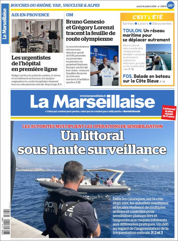 Portada de La Marseillaise (Francia)