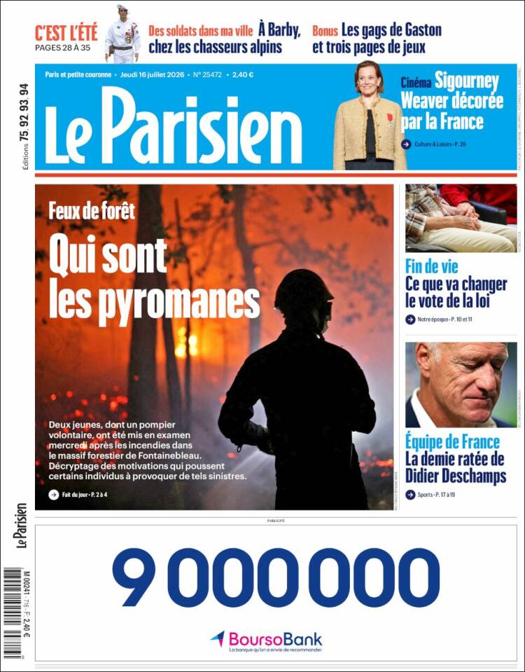 Portada de Le Parisien (Francia)