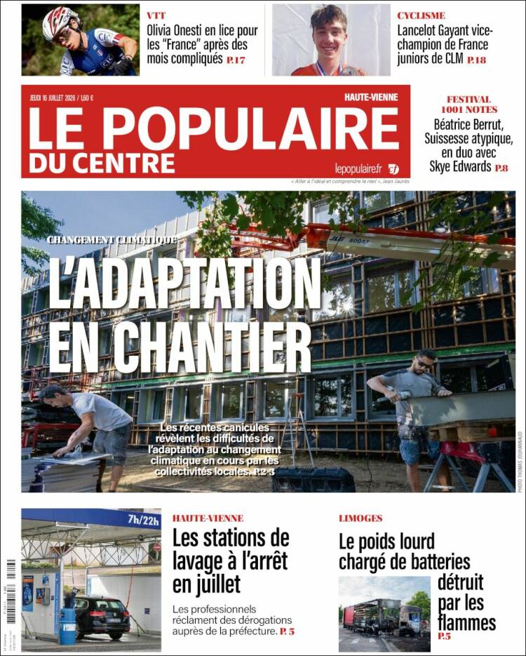 Portada de Le Populaire du Centre (Francia)