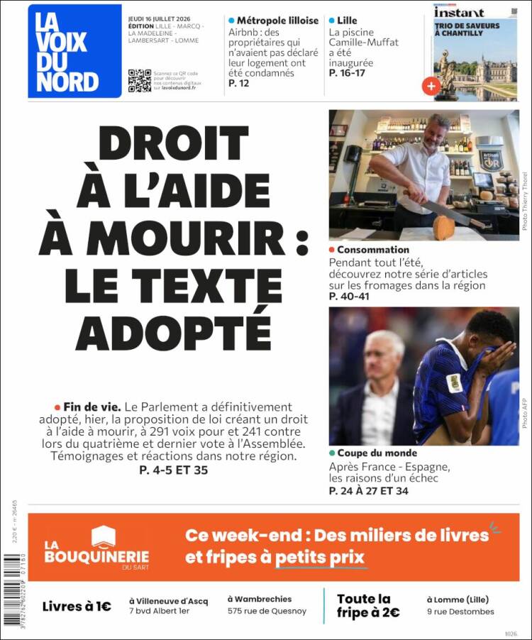 Portada de La Voix du Nord (Francia)