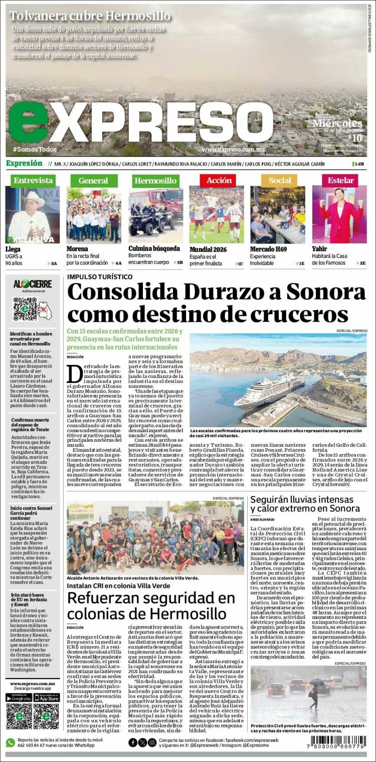 Portada de Expreso (M&eacute;xico)
