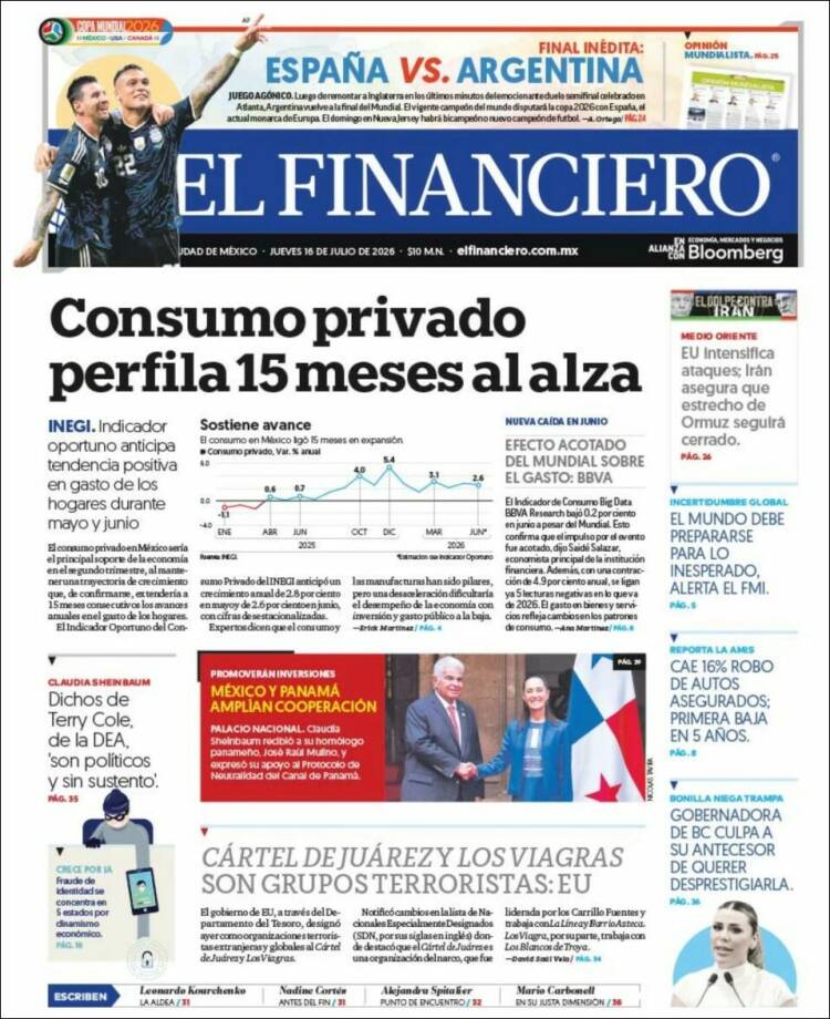 Portada de El Financiero (M&eacute;xico)