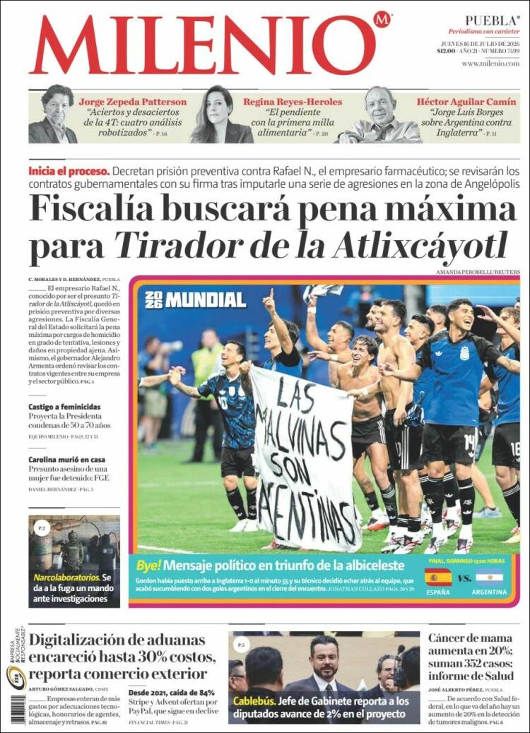 Portada de Milenio de Puebla (M&eacute;xico)