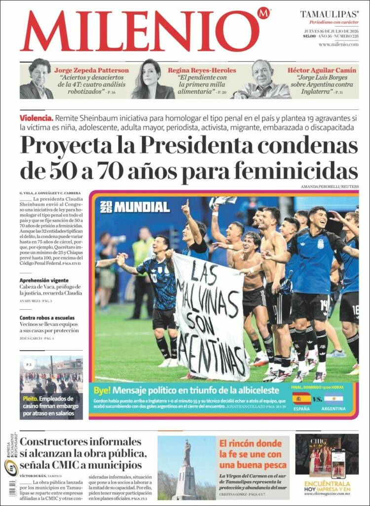 Portada de Milenio - Tamaulipas (M&eacute;xico)