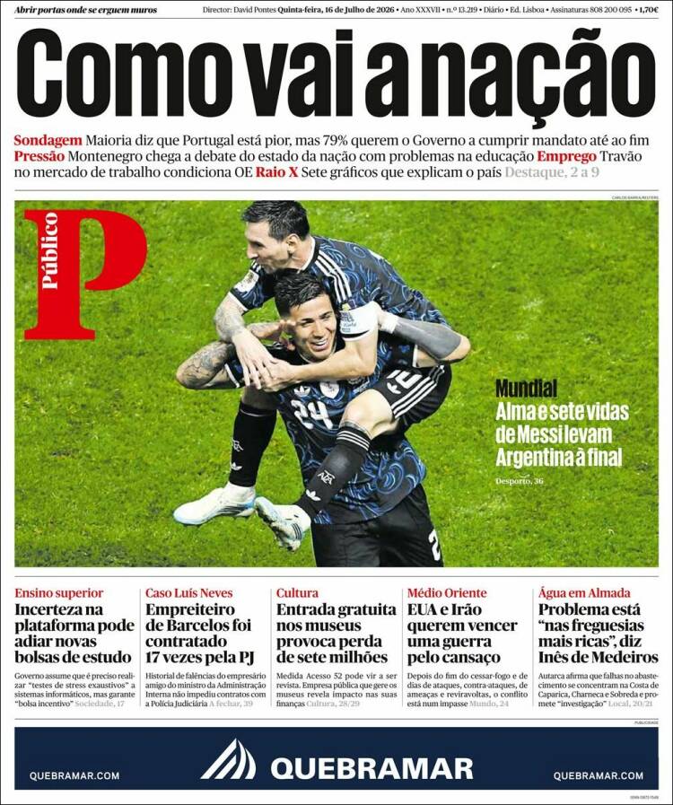 Portada de Público (Portugal)