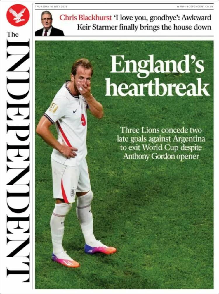 Portada de The Independent (Reino Unido)
