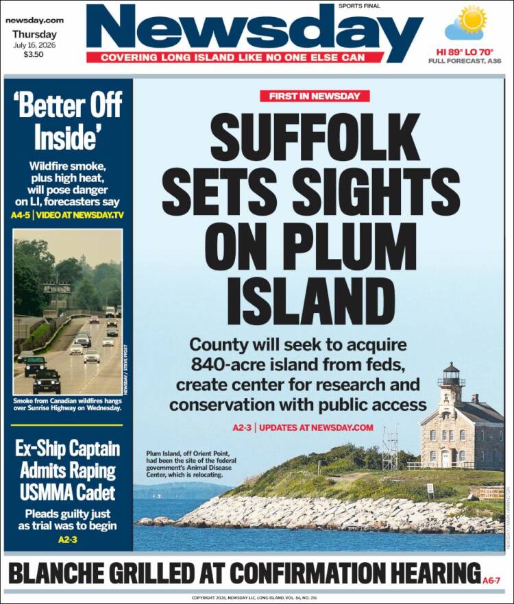 Portada de Newsday (USA)