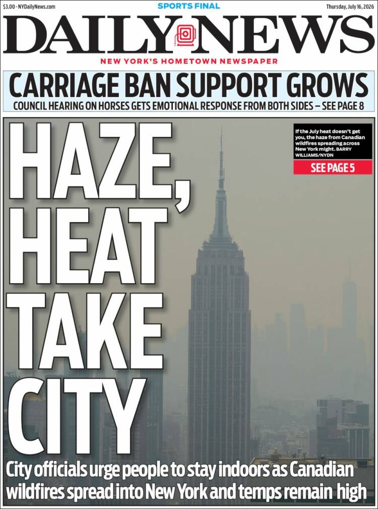 Portada de Daily News - New York (USA)