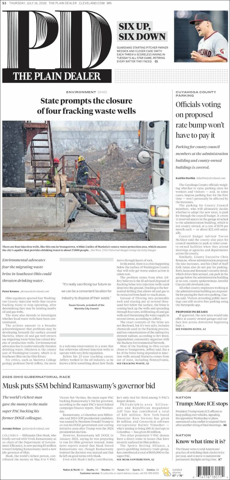 Portada de The Plain Dealer (USA)